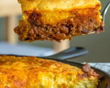 Skillet Chili Cornbread Pot Pie