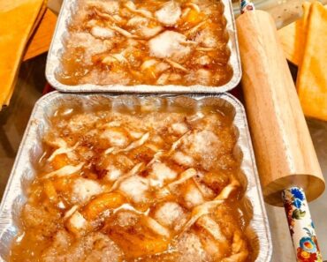 Hot peach cobbler right out of the oven!