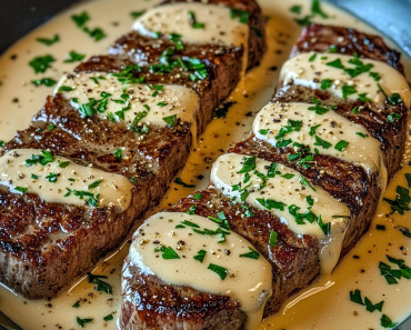 Steak with Garlic Cream Sauce 