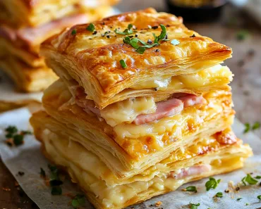 Ham & Cheese Puff Pastry Stacks