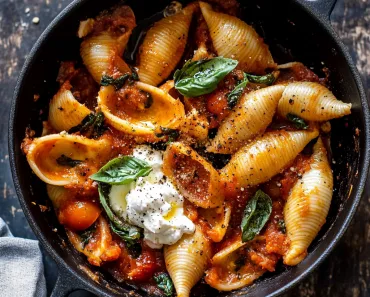 Tomato Basil Shells with Whipped Ricotta