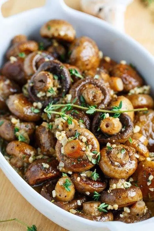 Roasted Mushrooms in Browned Butter, Garlic, and Thyme Sauce