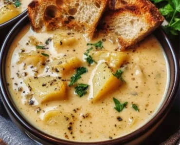 Hearty Cheddar Garlic Herb Potato Soup Recipe