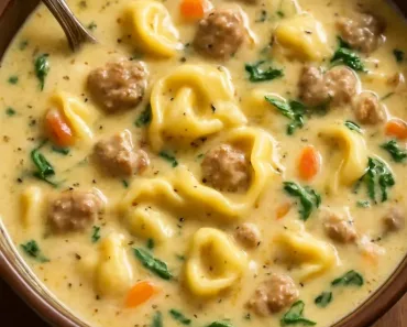 Slow Cooker Creamy Sausage & Tortellini Soup