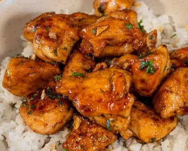 Simple Healthy Honey Garlic Chicken Bites with Rice